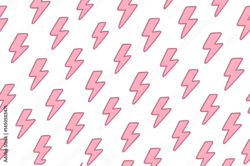 Poster design of pink lightning bolts arranged in a repeated pattern on a white background showcasing a vib