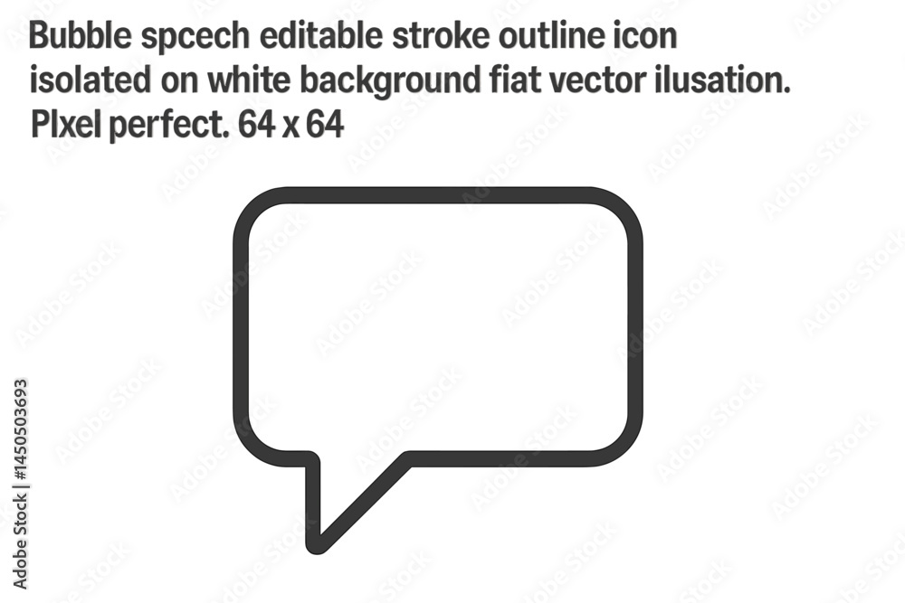 Poster outline icon of a speech bubble on a white background in a flat vector style for graphic design and 