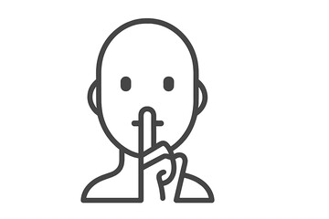 Quieting a conversation with a person making a shushing gesture in a flat vector illustration