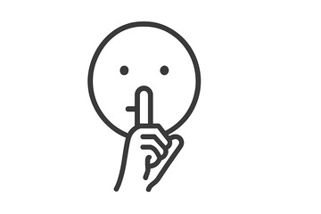 Vector illustration of a person making a shushing gesture to indicate silence or secrecy in a minimalist style