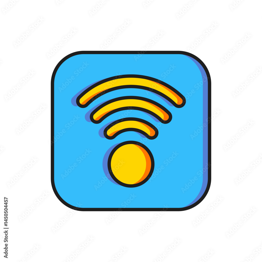 Poster color wi-fi wireless internet network symbol icon isolated on white background. flat filled outline 