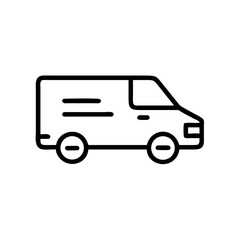 Delivery van outline illustration in minimalist style  