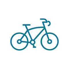 Fototapeta premium Bicycle Outline Illustration in Blue on White Background 