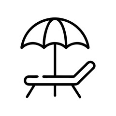 Beach chair under umbrella for relaxation  