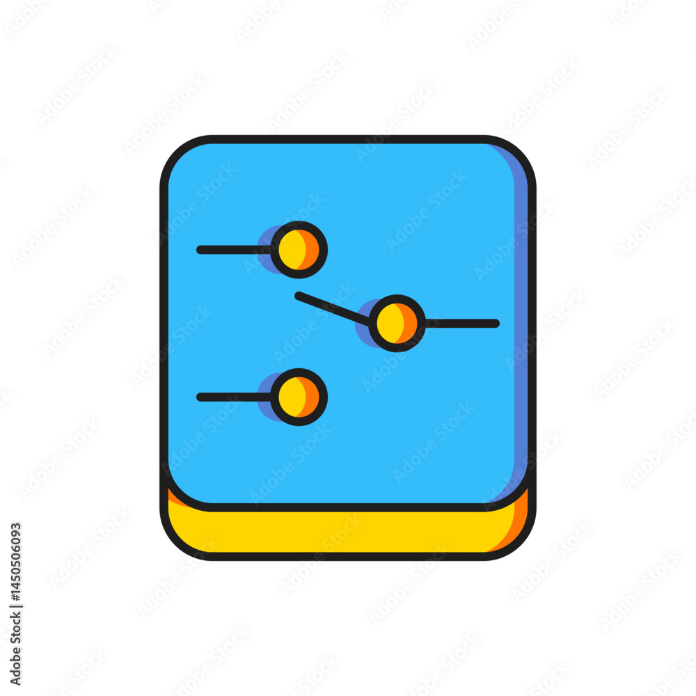 Aufkleber color switch in electronic circuit icon isolated on white background. flat filled outline style with