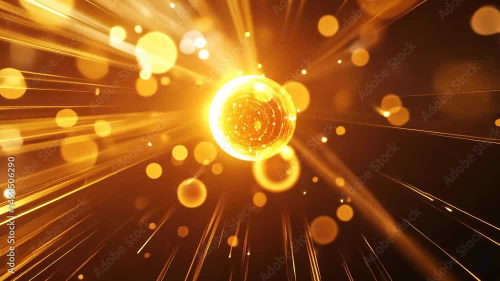 Poster radiant cosmic explosion: dynamic light flare and particle burst animation