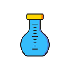 Color Test tube and flask chemical laboratory test icon isolated on white background. Laboratory glassware sign. Flat filled outline style with shadow. Vector