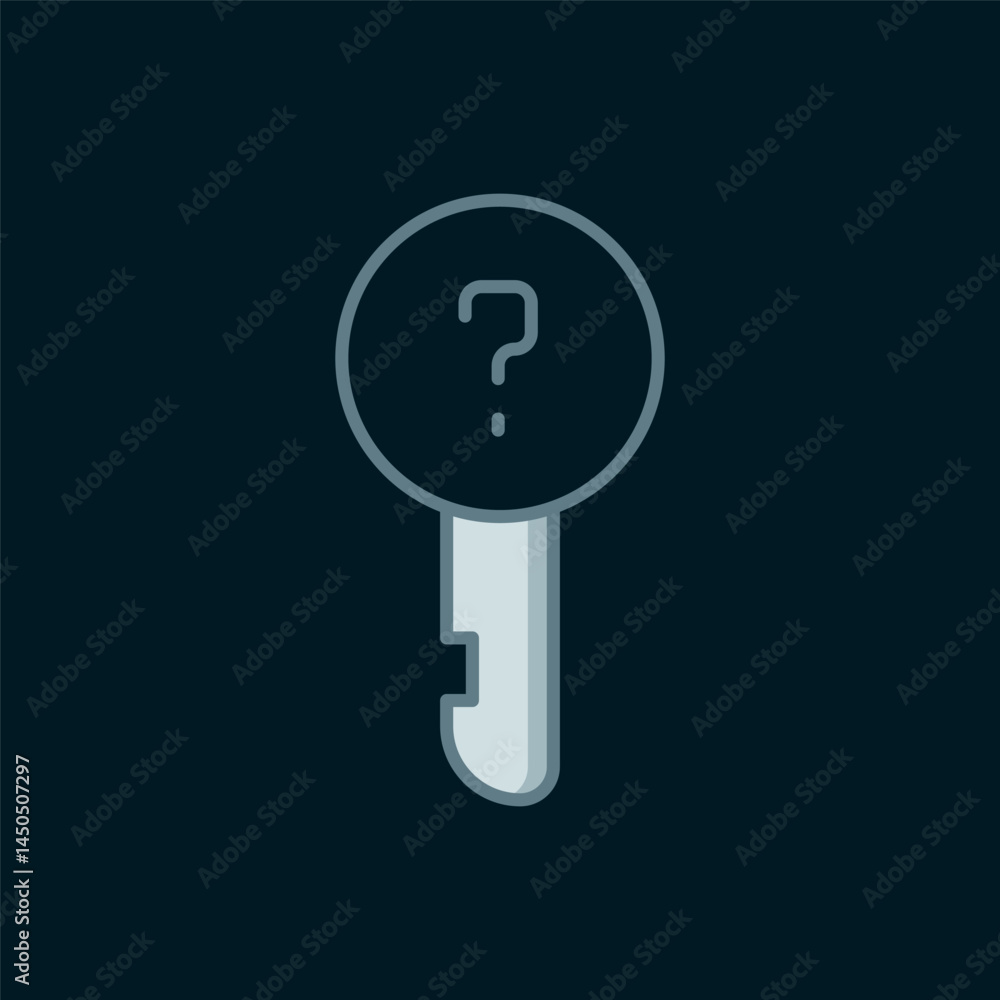 Poster line undefined key icon isolated on black background. flat filled outline style with shadow. vector