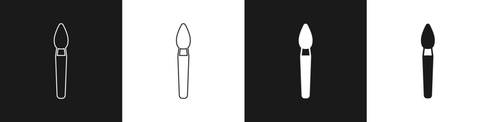Set Paint brush icon isolated on black and white background. Vector