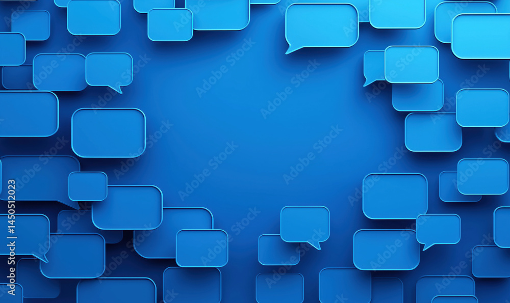 Poster blue speech bubbles background design for communication and messaging applications.