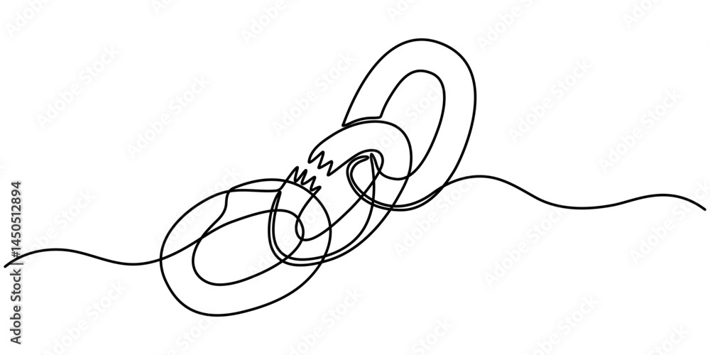 Poster linear background of chain. one continuous line drawing of a chain. vector illustration. chain icon 