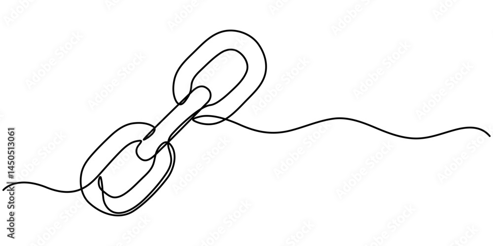 Poster linear background of chain. one continuous line drawing of a chain. vector illustration. chain icon 