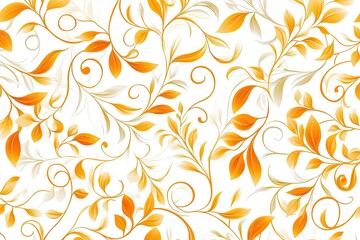 Orange and beige floral pattern on white