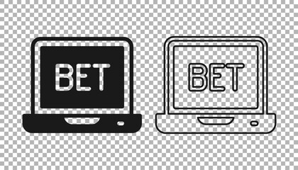 Black Online sports betting icon isolated on transparent background. Sport bet bookmaker. Betting online make money. Vector