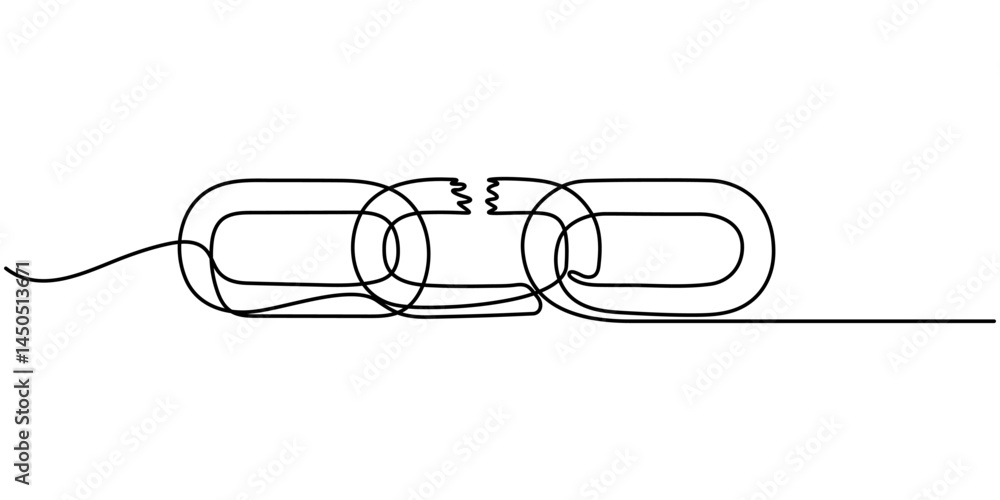 Poster linear background of chain. one continuous line drawing of a chain. vector illustration. chain icon 