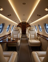 Obraz premium Private Jet Interior with Leather Seats