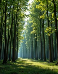 Fototapeta premium Forest Path with Sunlight