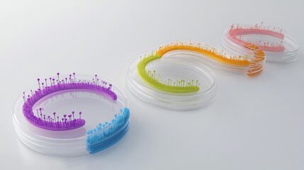 Obraz premium Scientific visualization of microbial growth phase lag log stationary death represented colored curve bacteria multiplying petri dish clean sterile lab setup white background no text ideal educational