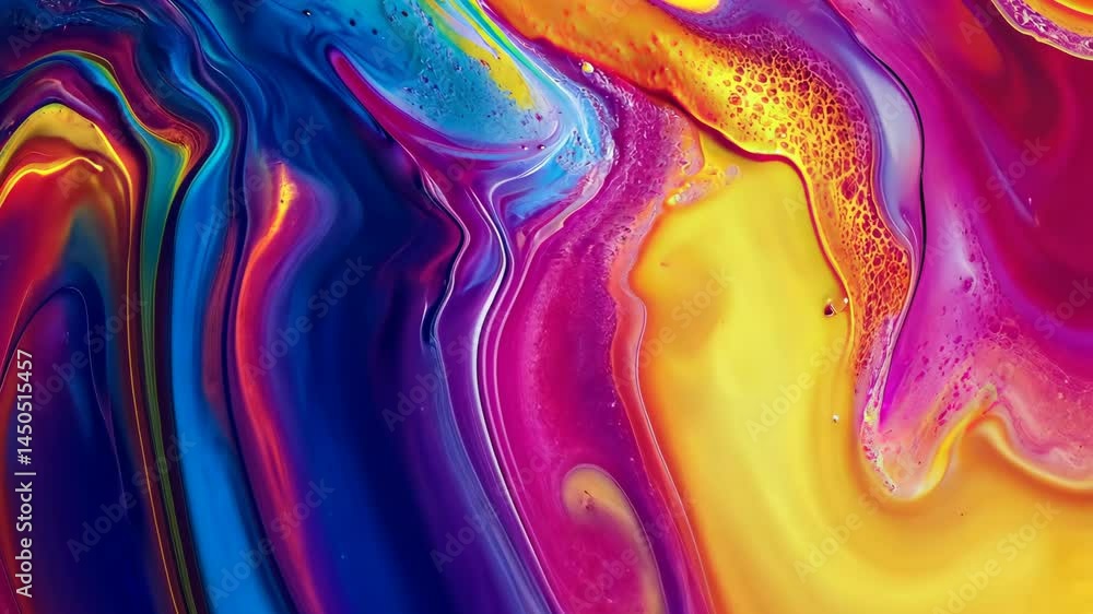 Poster vivid color flow: mesmerizing liquid dynamics in stunning abstract patterns