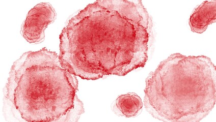 An abstract illustration featuring a blend of white and red, with splashes resembling paint or blood, creating a bold and dramatic visual effect