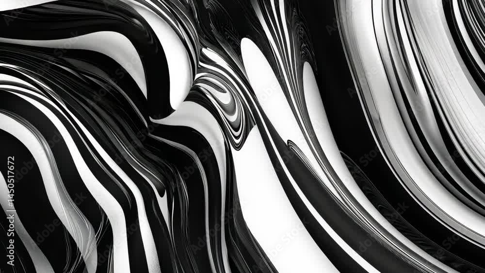 Poster fluid abstract waves unveil mesmerizing monochrome patterns in motion