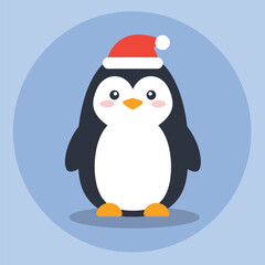 Cute penguin icon in flat style.