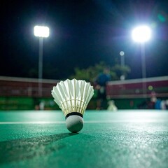 Badminton Racket and Shuttlecock on Green Grass – Outdoor Sports Concept AI Image