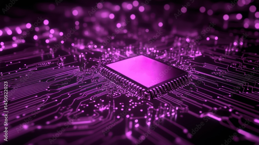 Poster intricate circuit board with processor