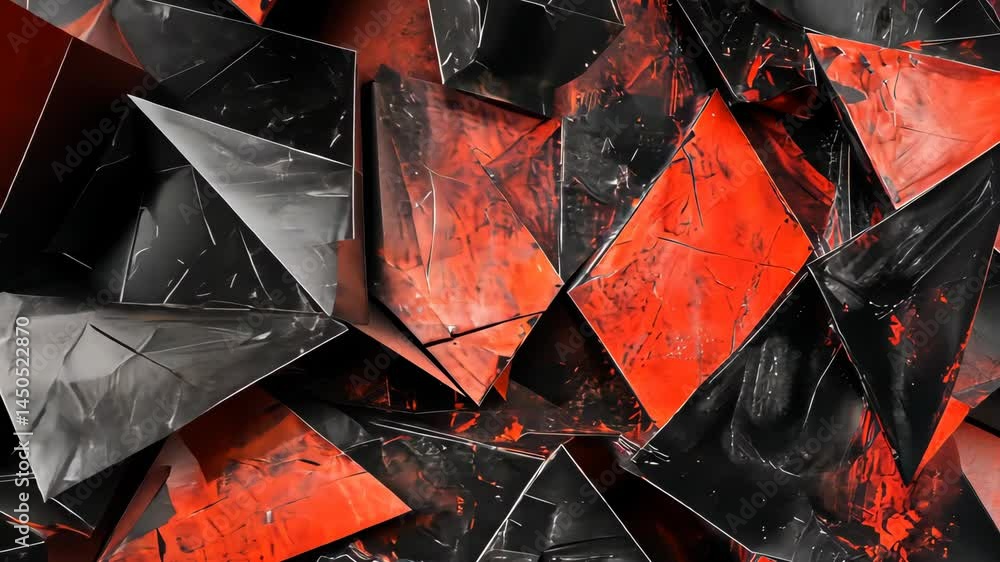 Poster dynamic angular patterns: red and black abstract motion transformation