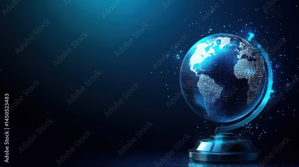Poster digital globe network map