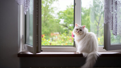 cat looking out window