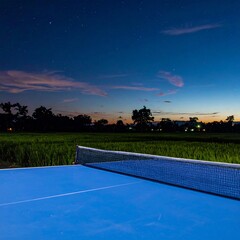 tennis court in the night