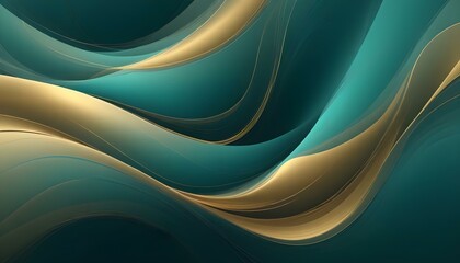 Fototapeta premium Beautiful abstract gold and teal flowing waves create a luxurious and elegant background design.