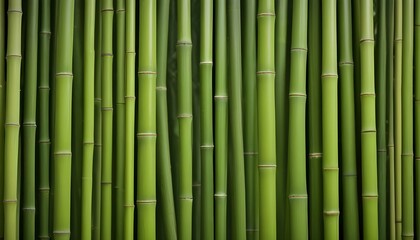 Fototapeta premium A dense arrangement of green bamboo stalks fills the frame, presenting a lush natural scene.