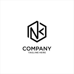 Fototapeta premium NK Initial Logo. Geometric Hexagon Monogram Symbol for Modern Business, Corporate Branding, Technology, Consulting, Creative Design, Premium Typography Icon, Vector Template for Web and Marketing Use