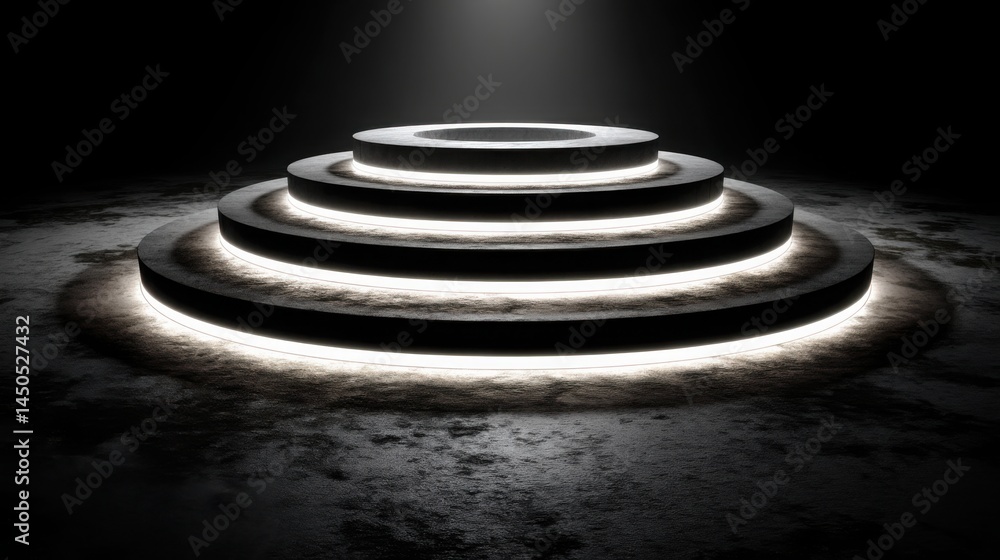 Poster light emanating from a circular light source casting soft shadows and creating a warm atmosphere in 