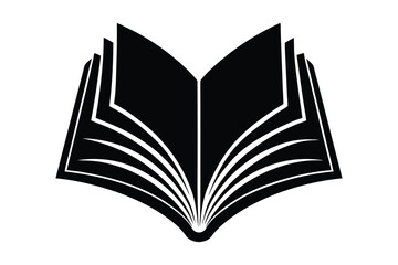 Minimalist Open Book Silhouette for School, Literature, and Knowledge Concepts Clean Vector Symbol Collection