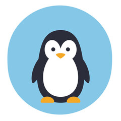 Cute penguin icon in flat style.