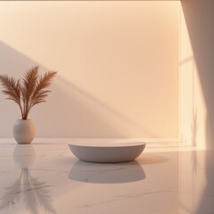 Minimalist Product Display Podium with Plant