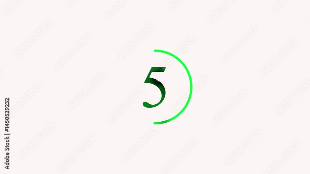 Poster animated number seven with a green arc element on minimalist pale background