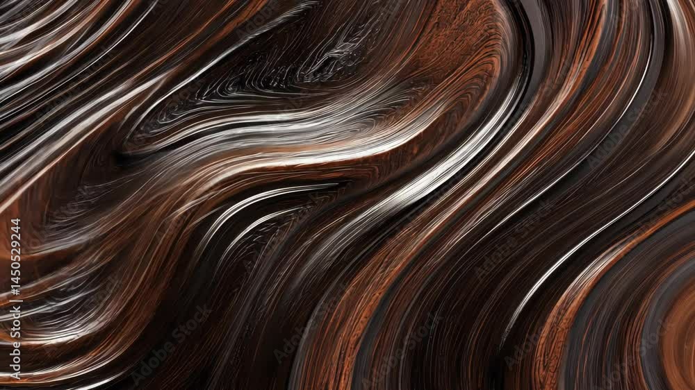 Poster fluid metallic wave motion: dynamic flowing patterns in rich copper and brown tones