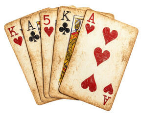 Exciting card game with kings and aces in a vintage style view isolated on transparent background