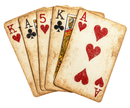 Exciting card game with kings and aces in a vintage style view isolated on transparent background