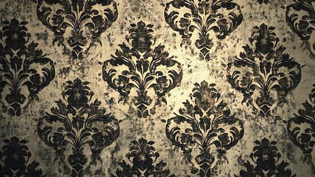 Vintage black and gold damask wallpaper, classic, and elegant design.