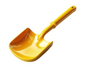 Gardening tool usage yellow shovel in backyard practical gardening equipment isolated on...