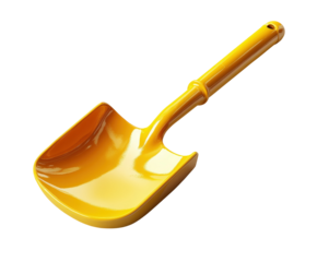 Gardening tool usage yellow shovel in backyard practical gardening equipment isolated on transparent background