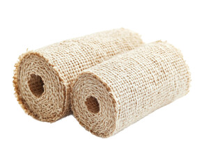 Crafting with burlap rolls home diy supplies creative space textiles isolated on transparent...