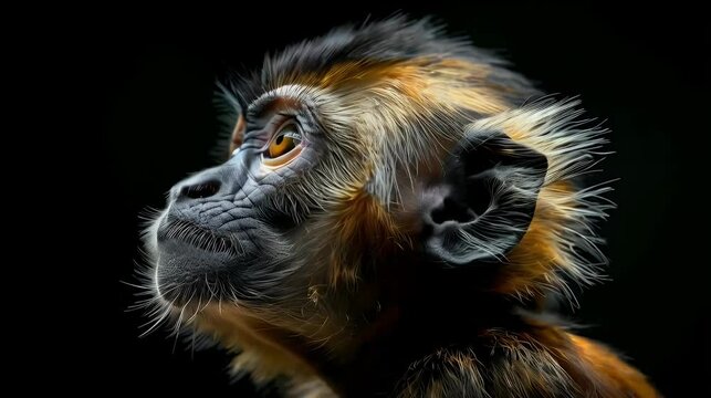 Monkey's silhouette in the dark.