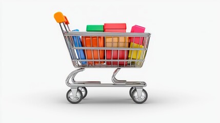 Colorful Shopping Cart Filled with Gifts