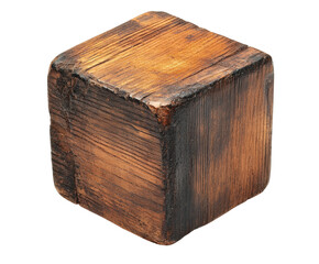 Rustic wooden cube block workshop natural light craftsman concept isolated on transparent background